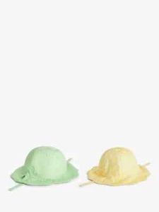 John Lewis Baby Stripe Floral Sun Hat, Pack of 2, Multicoloured 6 - 12 months - Picture 1 of 2