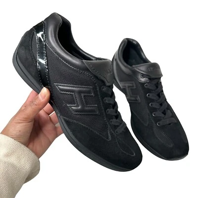 Entrenador para mujer Hogan talla EU 36 US 6 negro con cordones gamuza hecho en Italia minimalista Foto 1 de 4