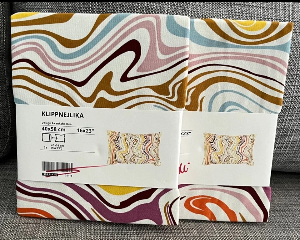 Fundas de cojín de almohada Ikea KLIPPNEJLIKA 16"x23" nuevas desodorante multicolor Foto 1 de 1
