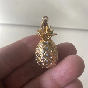 Rare Swarovski Crystal Solid Brass Metal Gold Tone Pineapple, Figurine Reed. - Picture 1 of 6