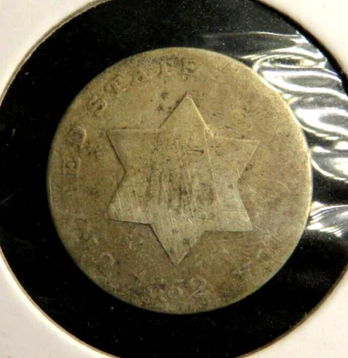One(1) 1852 Three Cent Piece SILVER (TRIMES) 3 - Image 1 of 2