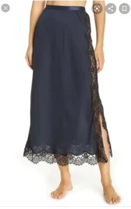 Halogen Atlantic-Pacific Black Lace Trim Satin Half Slip Skirt Size M - Picture 1 of 4