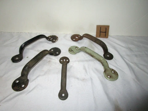 Five vintage rustic barn shed door pull handles Cover