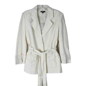 Premise cream linen cargo pocket belted blazer jacket 8 - Picture 1 of 7