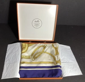 Hermes 100% Silk Scarf ‘Gaucho’ In Original Hermes Orange Sgnature Box - Picture 1 of 10