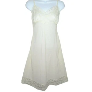 Vanity Fair Full Length Nylon Dress Slip S Nude Lace Vintage 50s Pinup Burlesque - Picture 1 of 10
