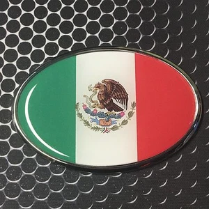 Mexico Oval Flag CHROME Emblem Proud Car OVAL Domed Sticker 3D 3.25"x 2.25" - Imagen 1 de 6