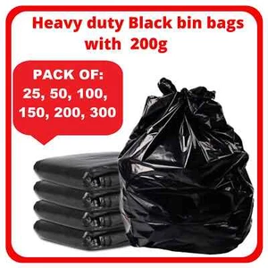 EXTRA FUERTE NEGRO RESISTENTE FORROS DE CONTENEDORES BOLSAS BASURA RESIDUOS SACOS 200 G UK - Imagen 1 de 1