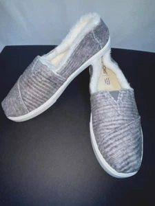 TOMS Alpargata Cupsole Fleece Lined Wale Corduroy Slip On Sneakers Grey 10 Women - Picture 1 of 8
