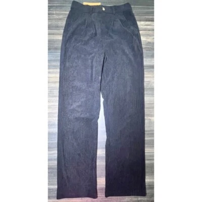 Pantalones informales de pana de pierna ancha cintura alta negros talla S Foto 1 de 4