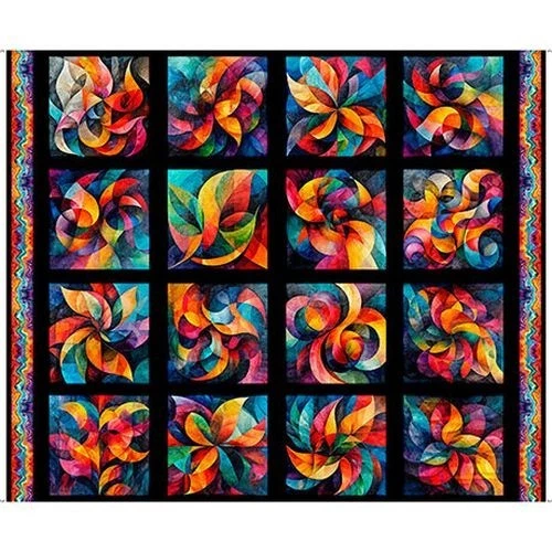 Bedazzled By Quilting Treasures - Panel de parches de bloque negro #31121-J Foto 1 de 1