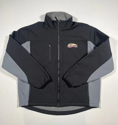 Chaqueta Swaggerty's Farm Para Hombre XL Negra Gris Cintas Softshell Vellón Cremallera Trabajo Foto 1 de 4