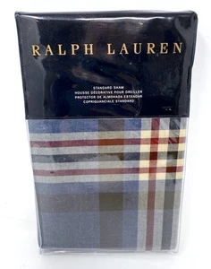 NEU Ralph Lauren 20 x 28 Bugholz Standard Schein rot creme blau kariert - Bild 1 von 7