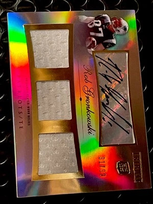 2010 ROB GRONKOWSKI TOPPS TRIBUTE RC TRIPLE RELIC JERSEY AUTO # /99 PATRIOTS !!! - Image 1 of 4
