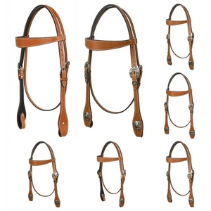 HS Hilason Western Horse Cuero Genuino Cabezal Brida Grabado GS Concho - Imagen 1 de 8