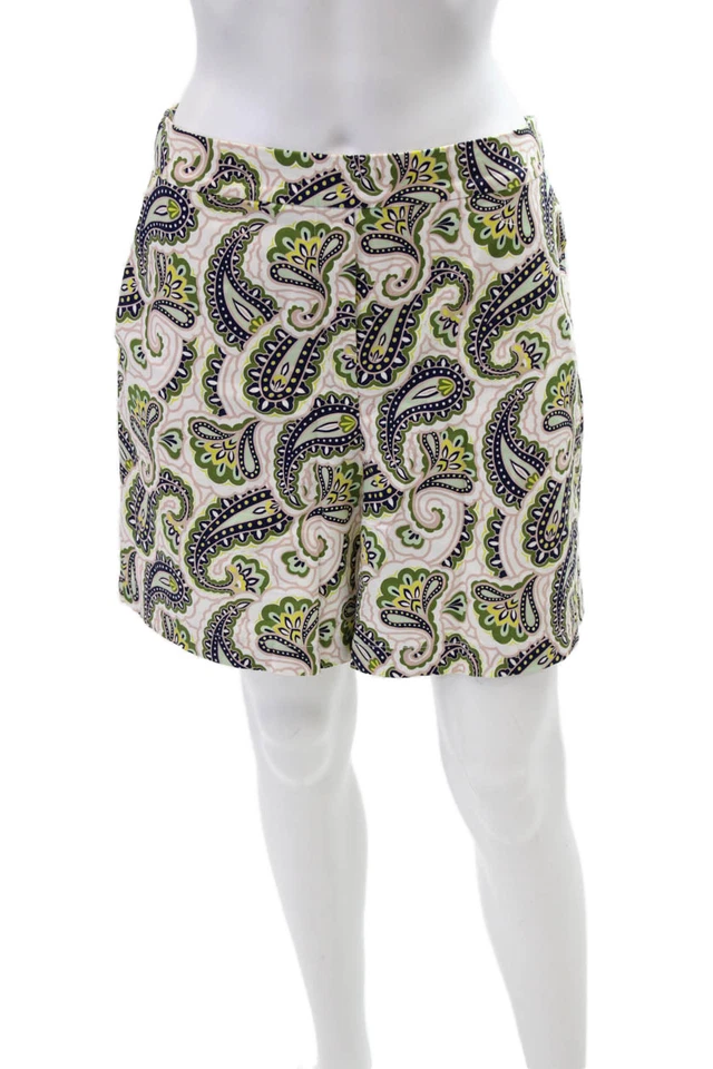 Pantalones Cortos Boden Mujer Estampado Paisley Tiro Alto Multicolor Mezcla Algodón Talla 6 Foto 1 de 4