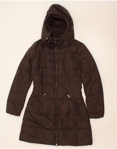 BENETTON Womens Hooded Padded Coat UK 8 Small Brown Polyamide BJ20 - Picture 1 of 3