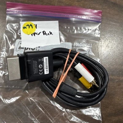 Official OEM Microsoft Xbox 360 AV Composite Audio/Video Cable RCA Black VGC - Image 1 of 2