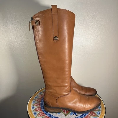 Botas hasta la rodilla Sam Edelman Penny para mujer talla 10,5 M de cuero coñac Foto 1 de 4