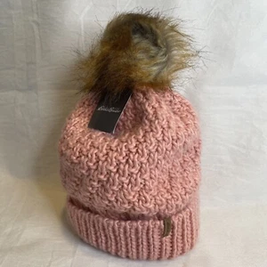 Eddie Bauer Rosewood Cabin Faux Fur Pom Beanie Women OSFA Pink Winter Cottage - Picture 1 of 13