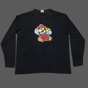 Vintage Super Mario Tee Shirt Long Sleeve Black Size Large - Bild 1 von 6