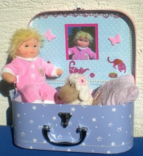 neue blonde Heless Puppe Lili 22 cm Stoffpuppe + Koffer mit Zubehör + NICI, Doll