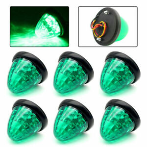 6X Green Round 16 LED Side Marker Beehive Cone Light for Peterbilt Truck Trailer