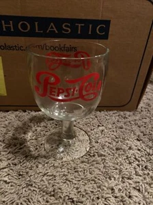 Vintage Pepsi-Cola Goblets - Stemmed - Thumbprint Design - Logo on Both Sides - Picture 1 of 1