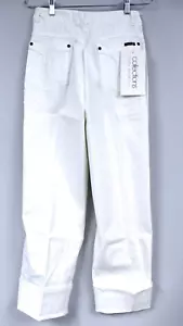 VTG 80s Wards Collectibles White Jeans Women M or L High Waist Wide Leg Baggy - Picture 1 of 6