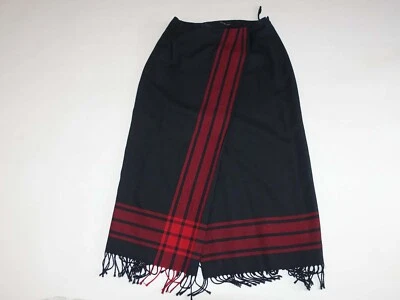 Valerie Stevens Women's Wrap Skirt Size 10 Black Red 100% Wool Tartan Plaid Long - Image 1 of 4