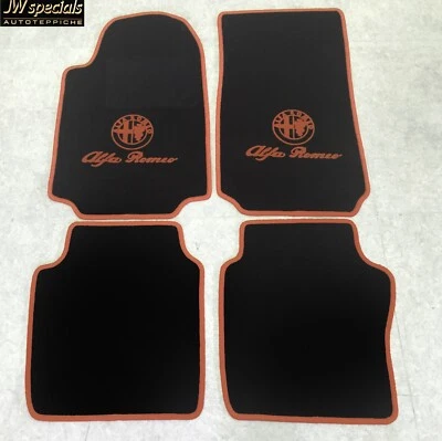 Alfombra Coche Alfombrillas Alfa Romeo 75 Negro Coñac 1985-1992 Logo Letra - Imagen 1 de 3