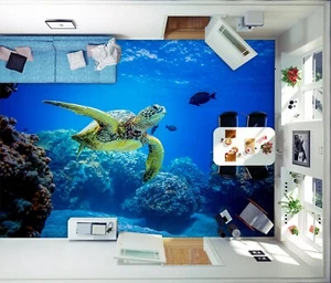 3D Schildkröte H375 Fußboden Wandbild Fototapete Tapete Familie Honey 2023 - Picture 1 of 5