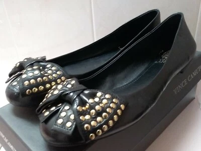 Vince Camuto Women's Ostern Black Ballet Flats with Bow and Studs Size 8 NIB - Image 1 of 4