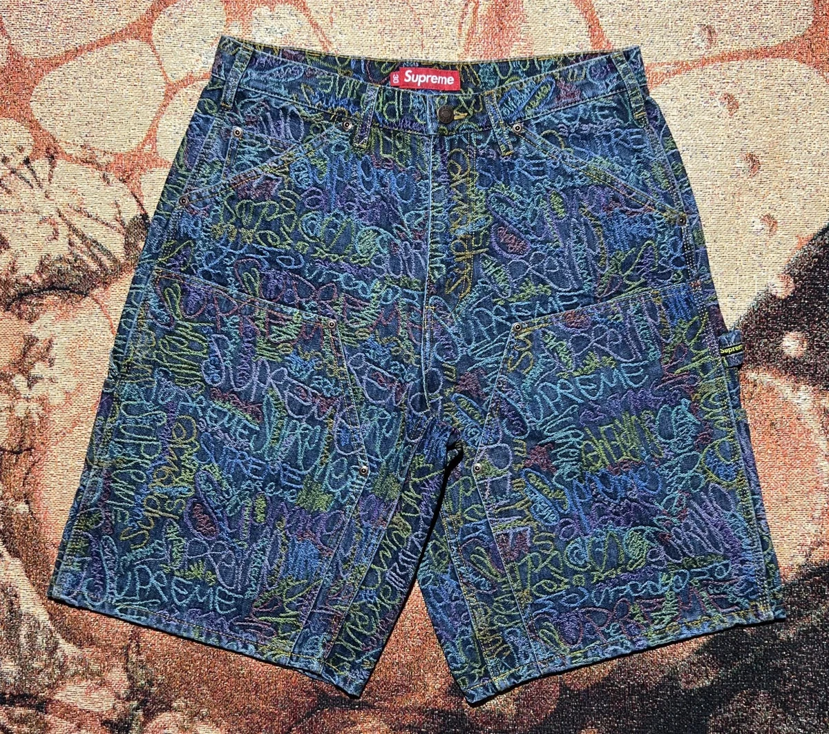 Supreme Handwriting Double Knee Denim Short Indigo Size 30 Brand