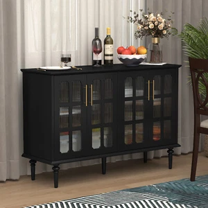 Storage Cabinet Sideboard Buffet Cupboard Accent Cabinet with 4 Glass Doors NEW - Picture 1 of 7