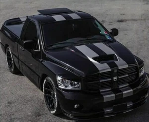 Dodge Ram Viper Bonnet and Rear Stripes Graphics Any Year Custom Decals - Picture 1 of 8