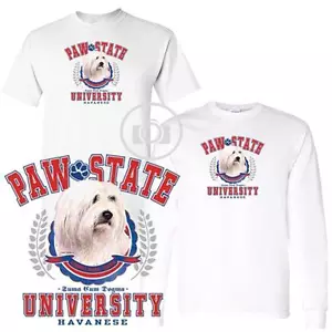 Havanese Dog Paw State University Short / Long Sleeve White T Shirt M-3X - Picture 1 of 3