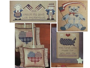 A Bear of Great Character ~ Patriotic Mini ~ Cross Stitch Pattern ~ Pattern Only - Picture 1 of 4