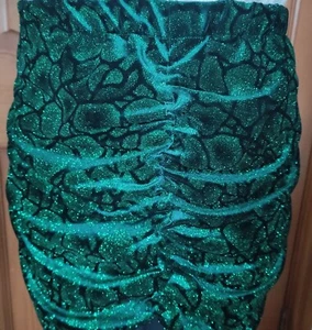 Skinnydip Green Glitter Marble Runched Mini Skirt - Size 12 - Picture 1 of 4