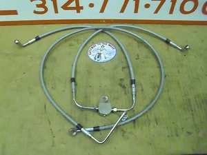 BURLY, #4100-030, BRAIDED STEEL BRAKE LINE KIT, '06 FLHR-P, REPL H-D 45212-97B.# - Picture 1 of 11