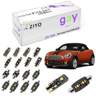 9 Bulbs Super White LED Interior Light Kit Fit MINI Cooper Coupe R58 2011-2016 - Image 1 of 4