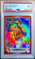 2022 Topps Series 1 1st Edition Cristian Javier #211 Red /50 PSA 9 Pop 1/1 