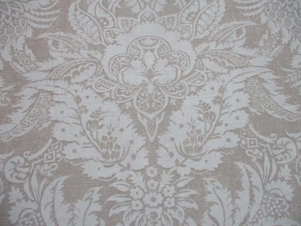 Thibaut Curtain Fabric 'CHARDONNET DAMASK' 2.4 METRES (240cm) BEIGE Linen Blend - Image 1 of 4