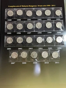 Malaysia 10 sen 1989-2011 series 2 complete set 23 pcs with folder - Picture 1 of 7