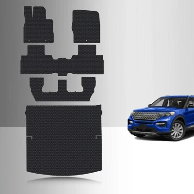 Полный комплект напольных ковриков ToughPRO + 3-й ряд черные для Ford Explorer Bench 2020-2025 - Изображение 1 из 4