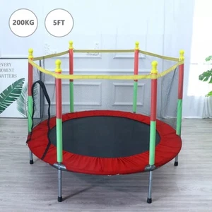NEW 5FT Kid Trampoline With Safety Net Enclosure Children Outdoor Garden Fun Toy - Picture 1 of 16