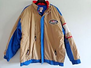 NASCAR 2000 Winter Jacket with Hood Mens XXL Beige Blue 