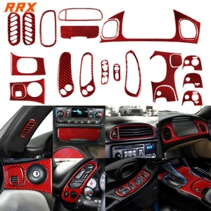Juego completo de adornos interiores de fibra de carbono roja de 18 piezas para Chevrolet Corvette C5 1998-04 - Imagen 1 de 13