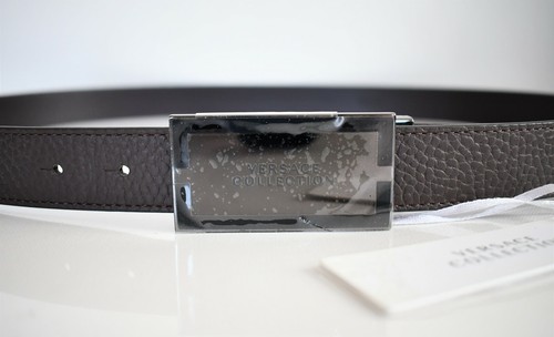 NUOVA Cintura Uomo NUOVA COLLEZIONE VERSACE LOGO FIBBIA VERA PELLE 110 44