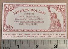 American Liberty Currency - $20 Advertisement Scrip for Silver Norfed